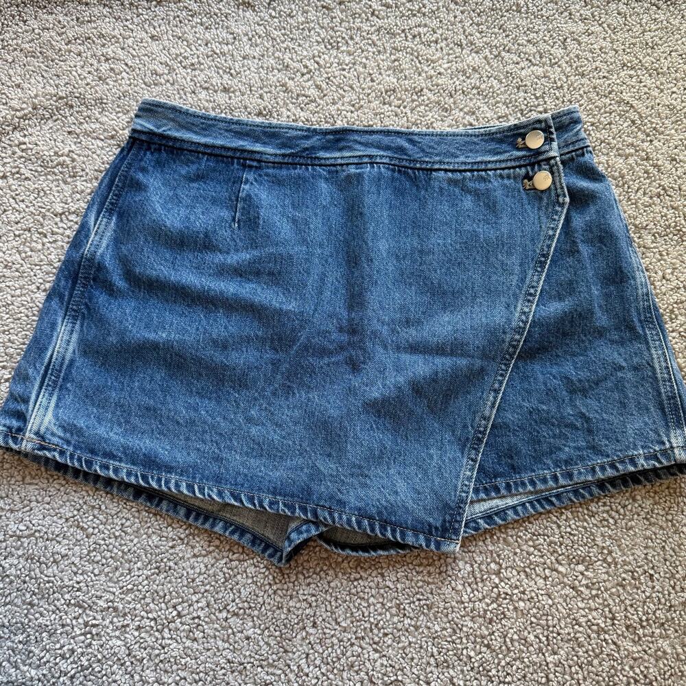 Madewell Blue Denim Wrap Mini Skort Shorts Skirt Size 29